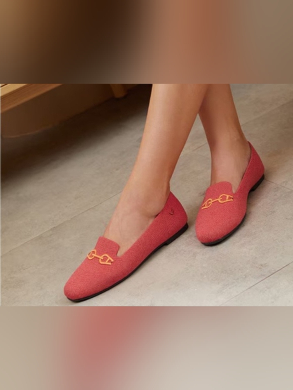 Vivaia Eileen Round-Toe Patterned Loafers Ferrari Red Orange EU 41 US Sz 10